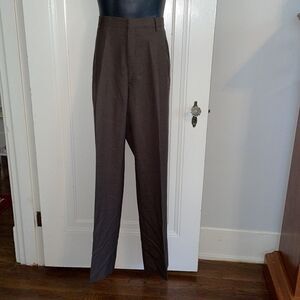 Berle brown wool pleat front dress pants